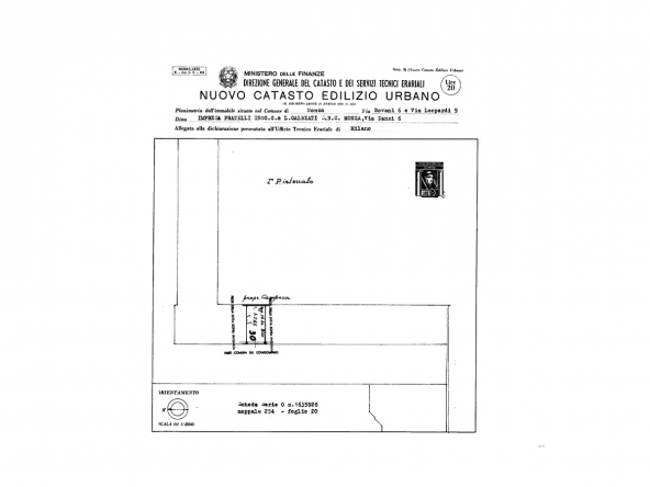 Via Rovani 6 / Via Leopardi 9 Planimetria Box Foglio 20 - Map 254 - Sub 16